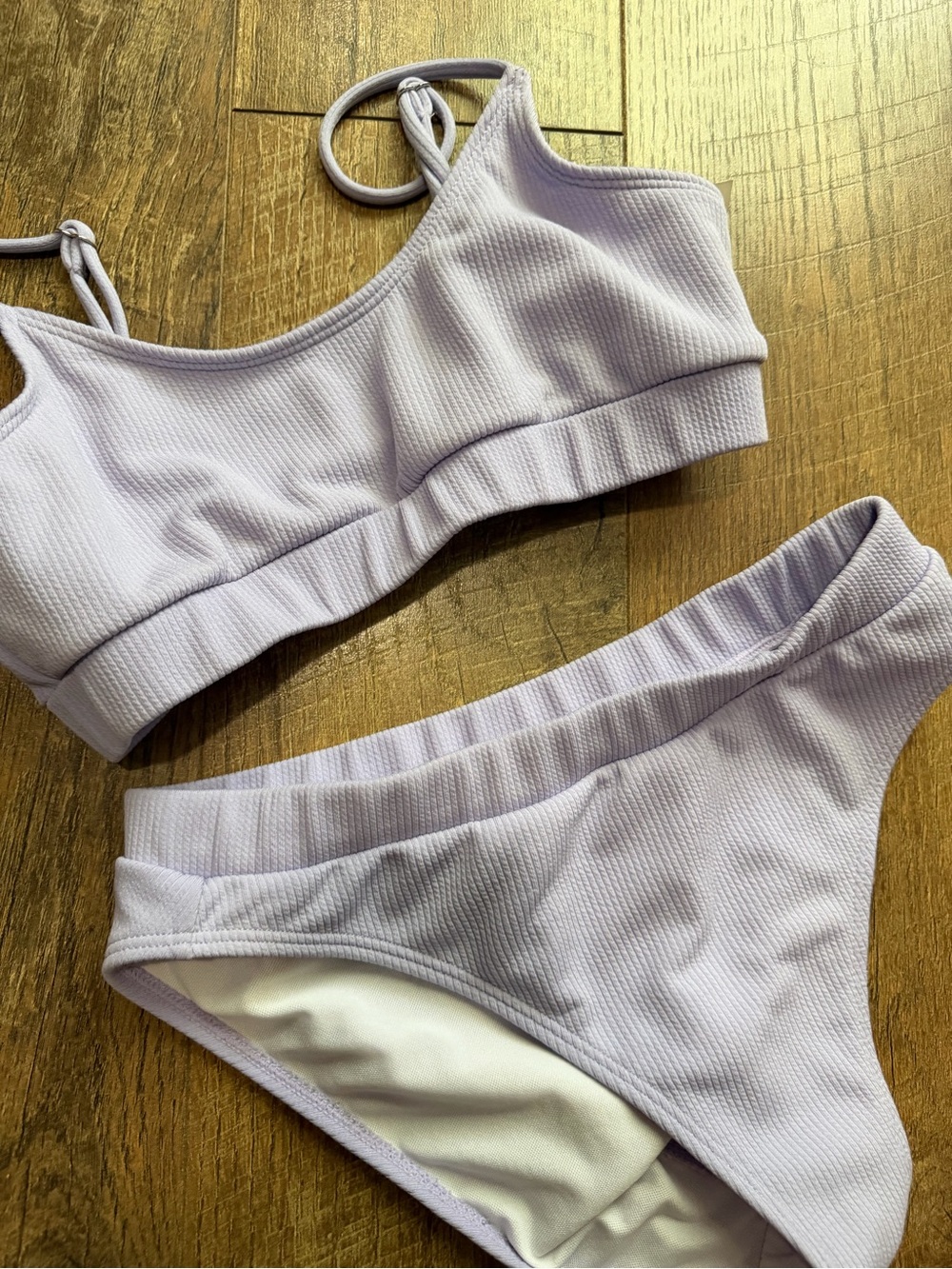 Lilac Ribbed Two-Piece Bikini Set - Picture 2 of 2